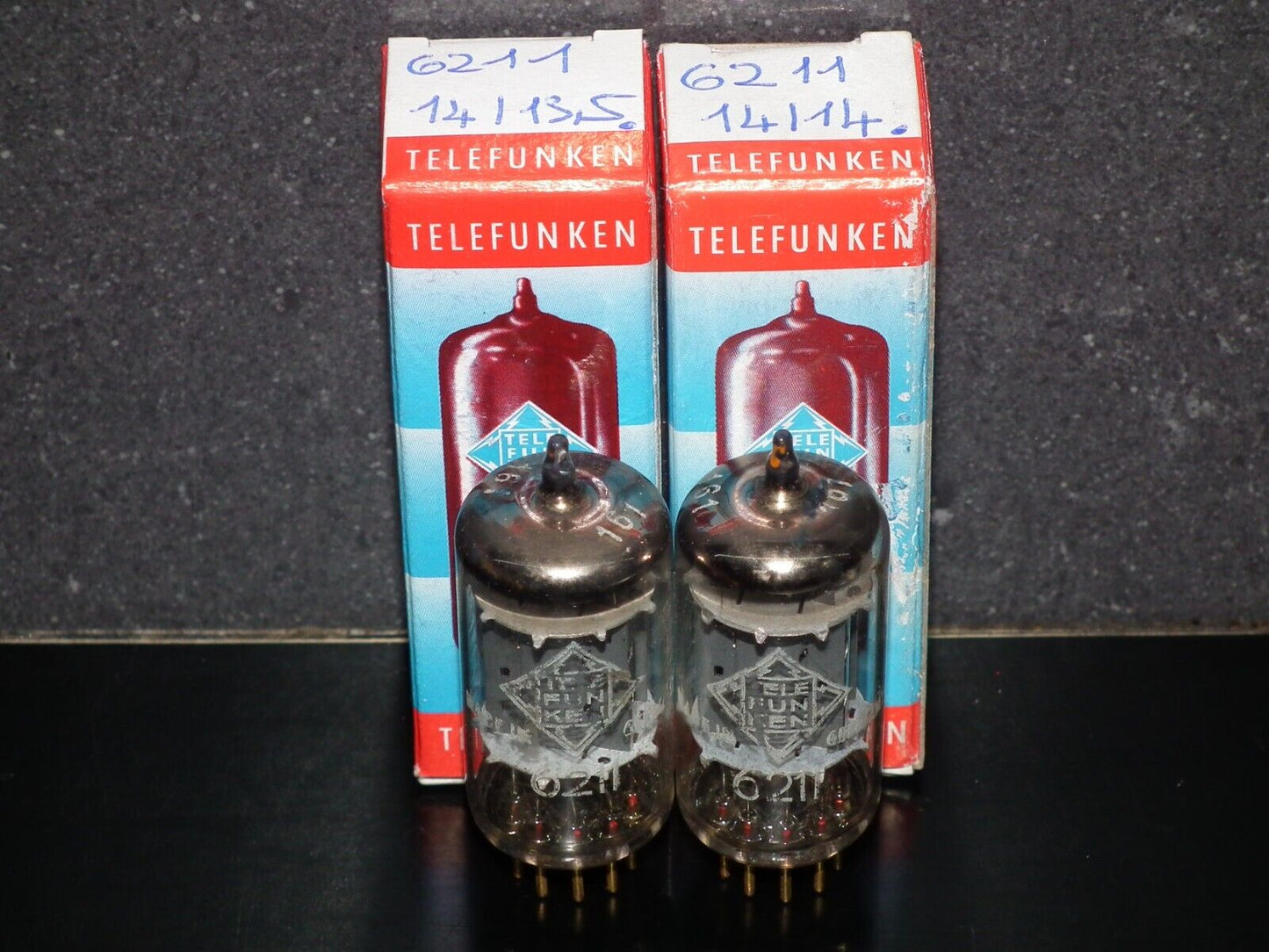 Platinum Matched Pair 6211 Telefunken ~ECC82 Tested NOS DB Gold Pins Same codes