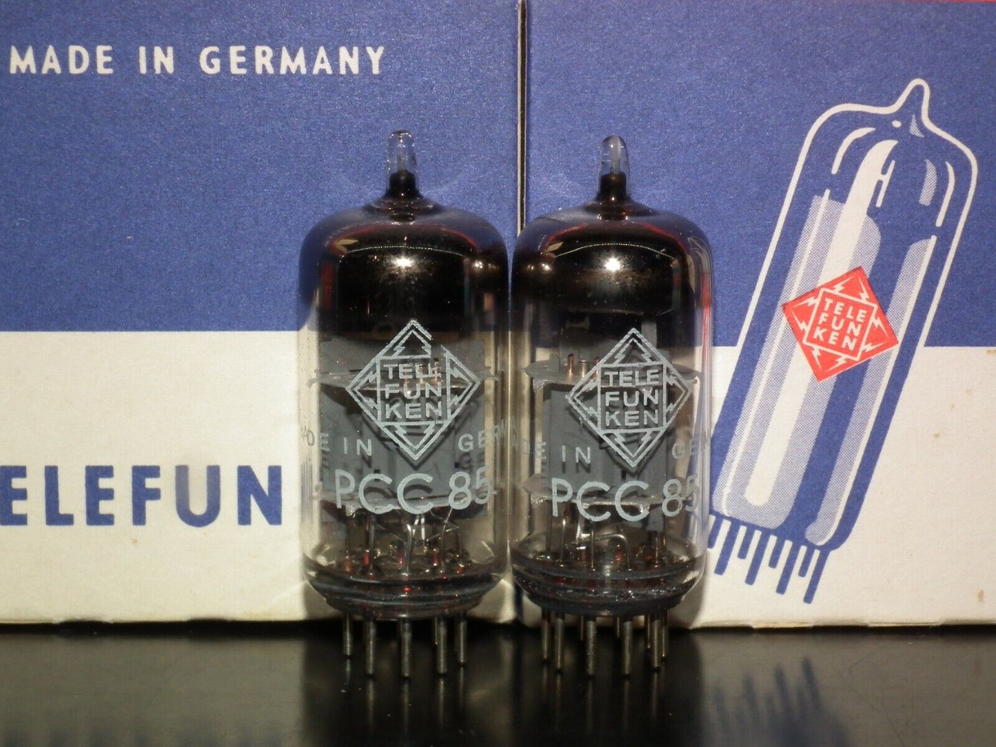 PCC85 Telefunken Platinum Matched Pair NOS NIB Still SEALED Boxes Diamond Bottom