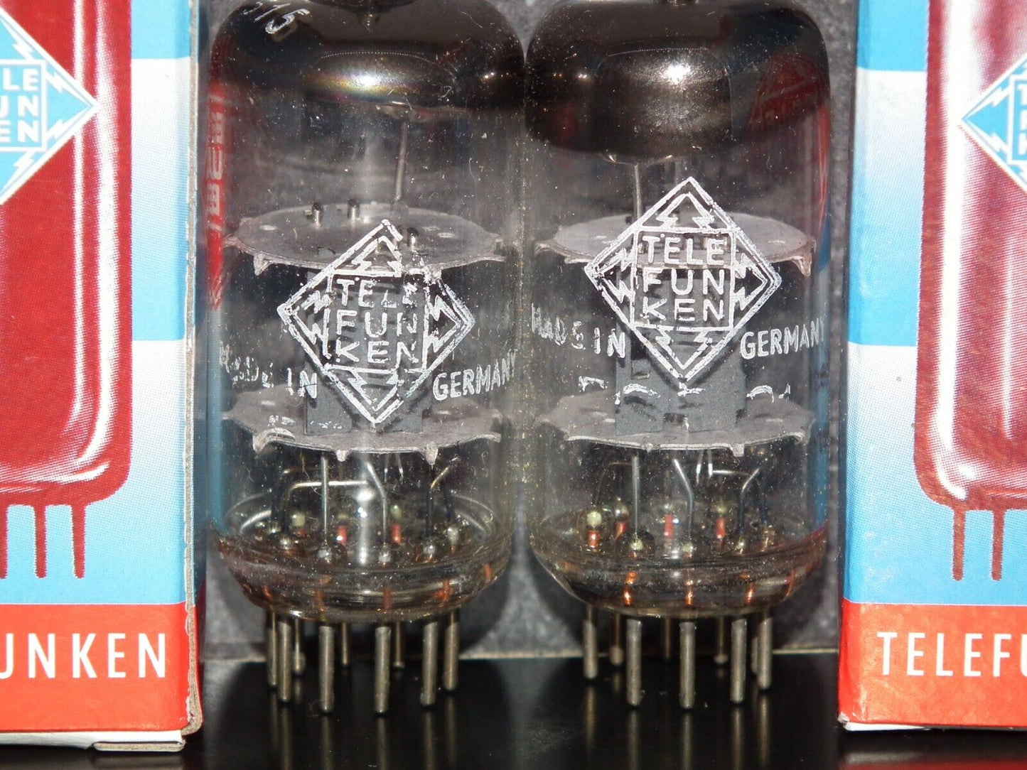 NOS Matched Pair ECC81 Telefunken 12AT7 Diamond Bottom Same Codes West Germany