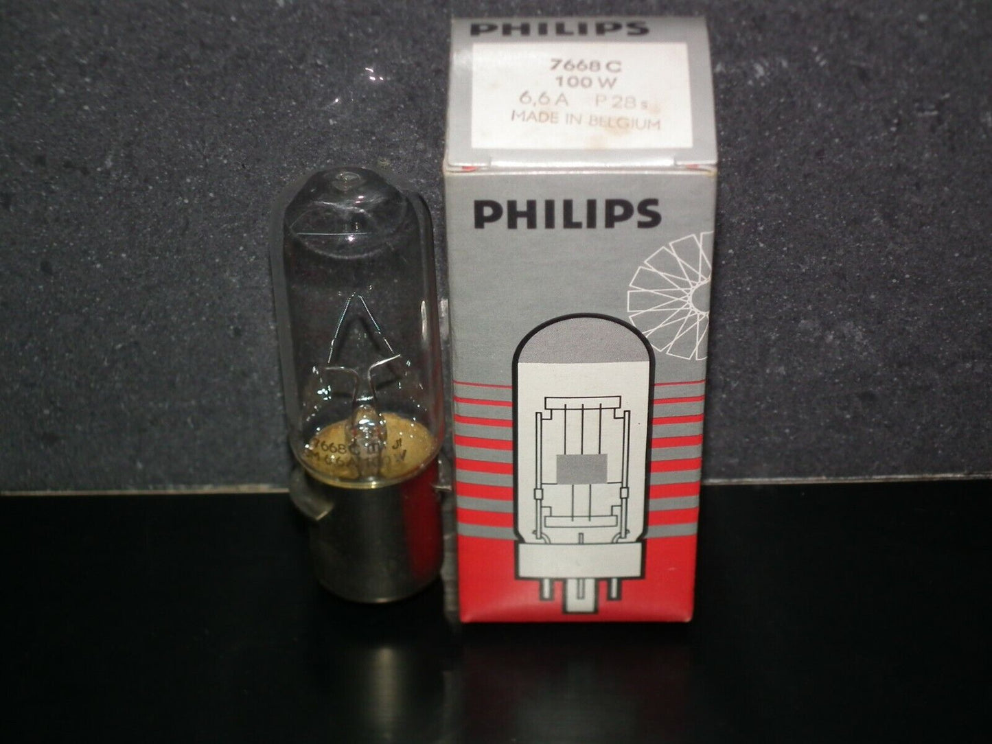 Genuine Philips Bulb 7654C 45W 6.6A P28s NOS Made in Belgium Airfield Lamp
