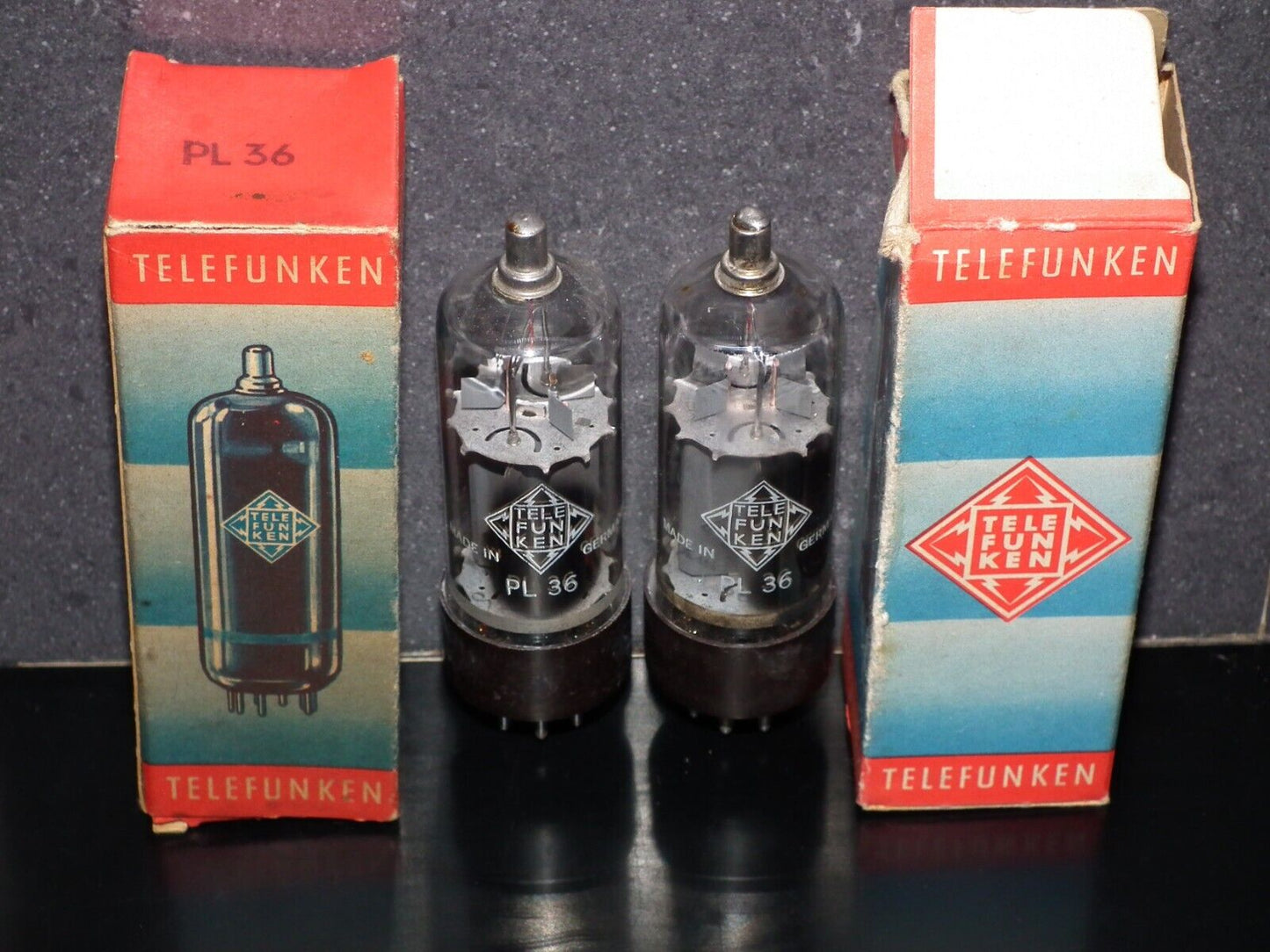 Two (2 pcs) PL36 Telefunken NOS NIB RARE Early Version Brown Base