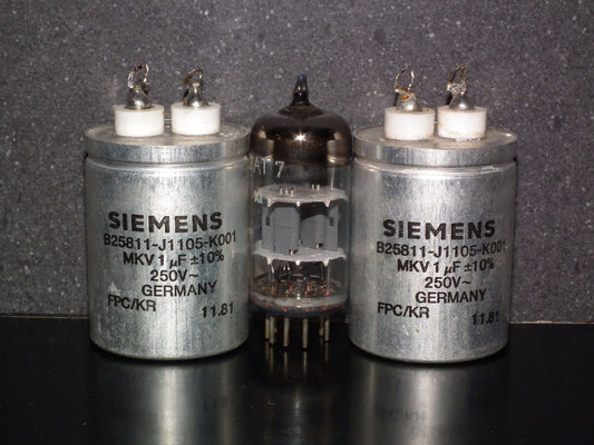 Two vintage MKV Capacitors 1mfd / 400V DC Siemens Klangfilm Hi End 1u 250V AC