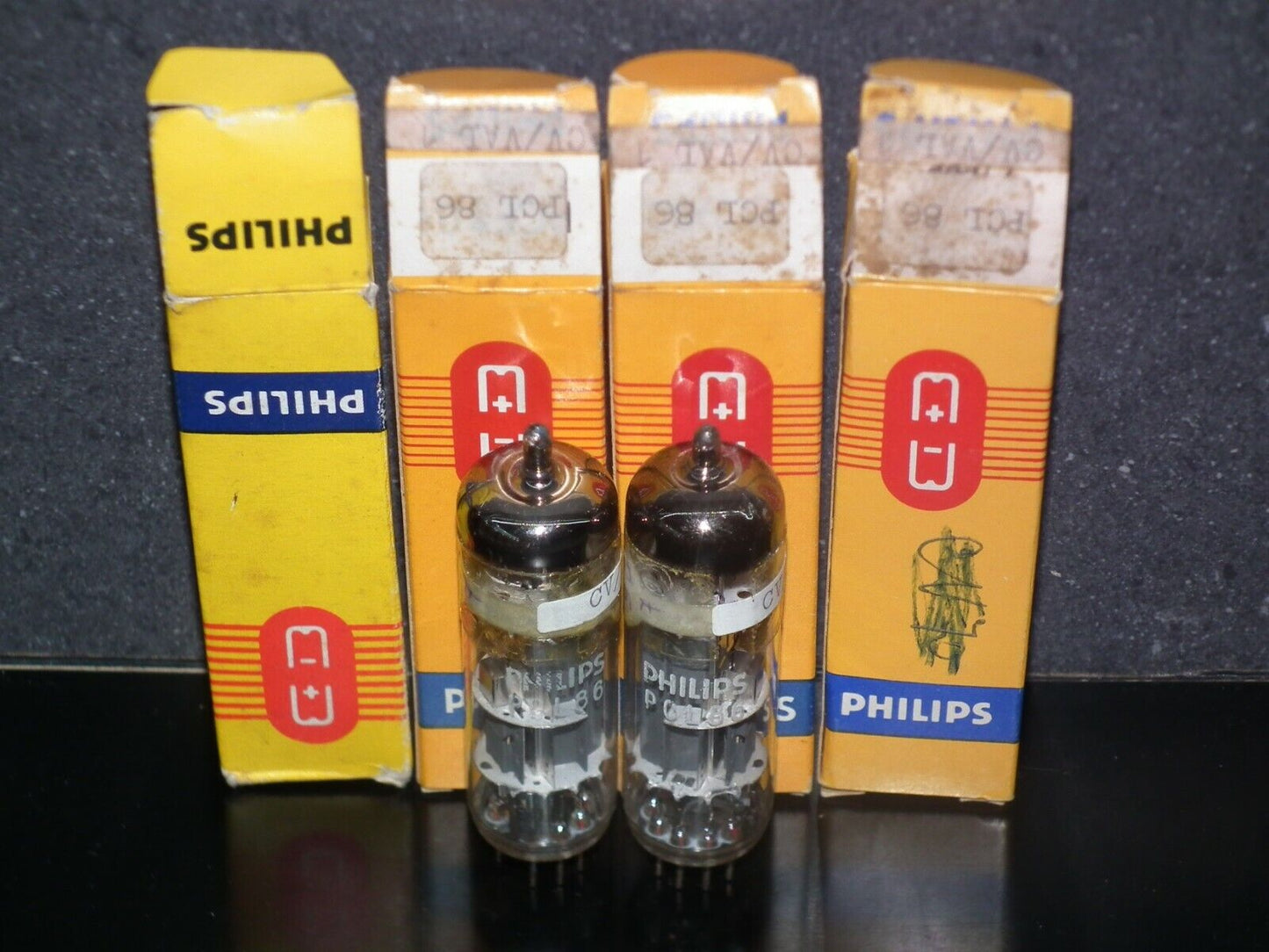 Platinum Matched Pair PCL86 14GW8 Philips NOS NIB Same codes Late 60s Holland