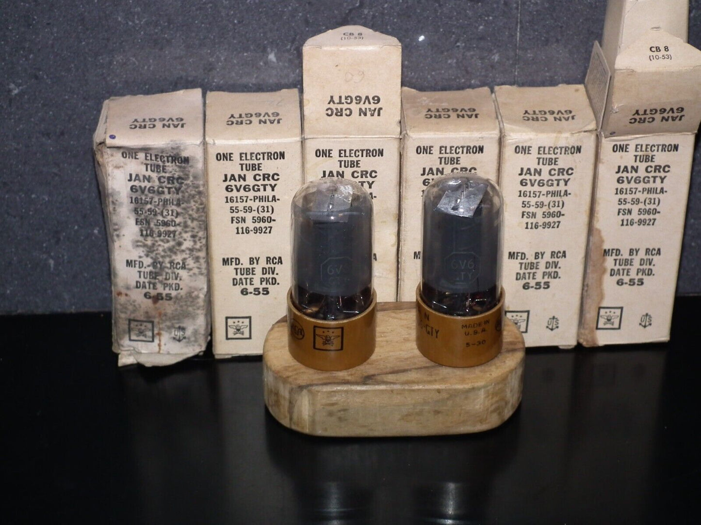 6V6GTY RCA JAN NOS Platinum Matched Pair Brown Base tested 100% Made in USA 1955