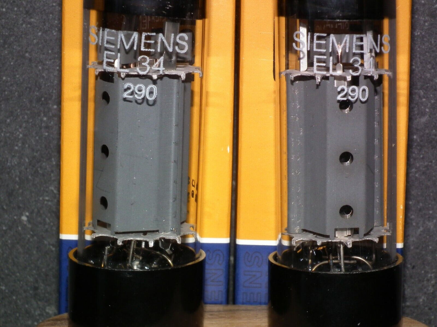 EL34 Siemens 6CA7 NOS NIB Platinum Matched pair WELDED PLATES OO getter EI make
