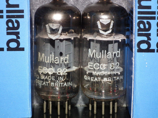 Matched Pair ECC82 12AU7 Mullard Blackburn Used Tested 90% NOS Big Ring Getter