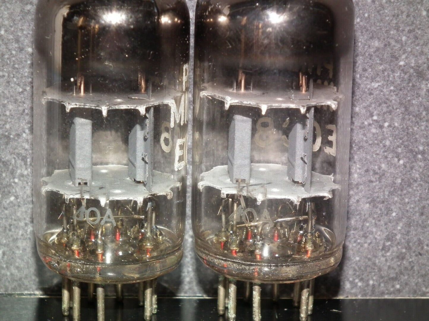 ECC81 12AT7 Philips Holland Flat Foil Crossbar D Getter (Used, matched pair)