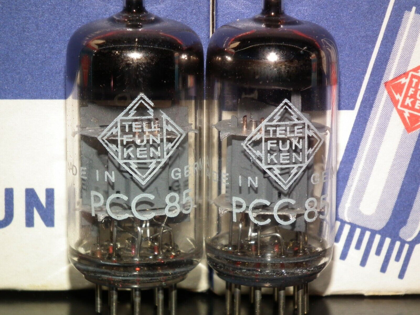 PCC85 Telefunken Platinum Matched Pair NOS NIB Still SEALED Boxes Diamond Bottom