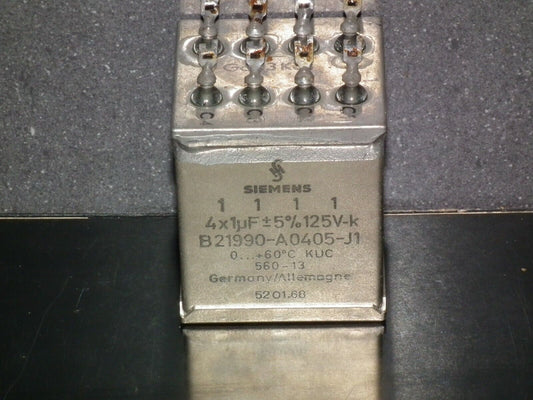 Vintage Siemens PIO capacitor 4x1.0 uF / 125V Klangfilm tube audio 4x1mfd 125V