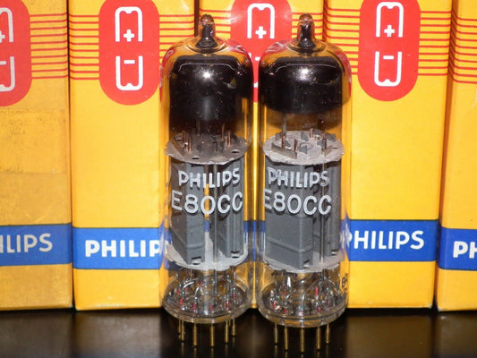 Philips E80CC 6085 Platinum Matched pair NOS Made in Heerlen 1966 Gold Pins