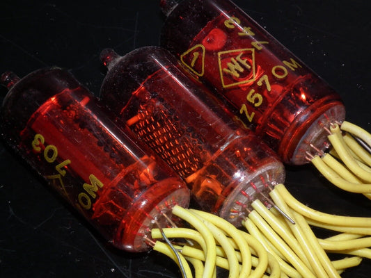 LOT OF 3 Z570M RFT Red Nixie tubes. AS IS!