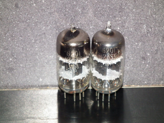 Matched pair 6201 GE 12AT7WB Triple Mica Square Getter tested 90% of NOS