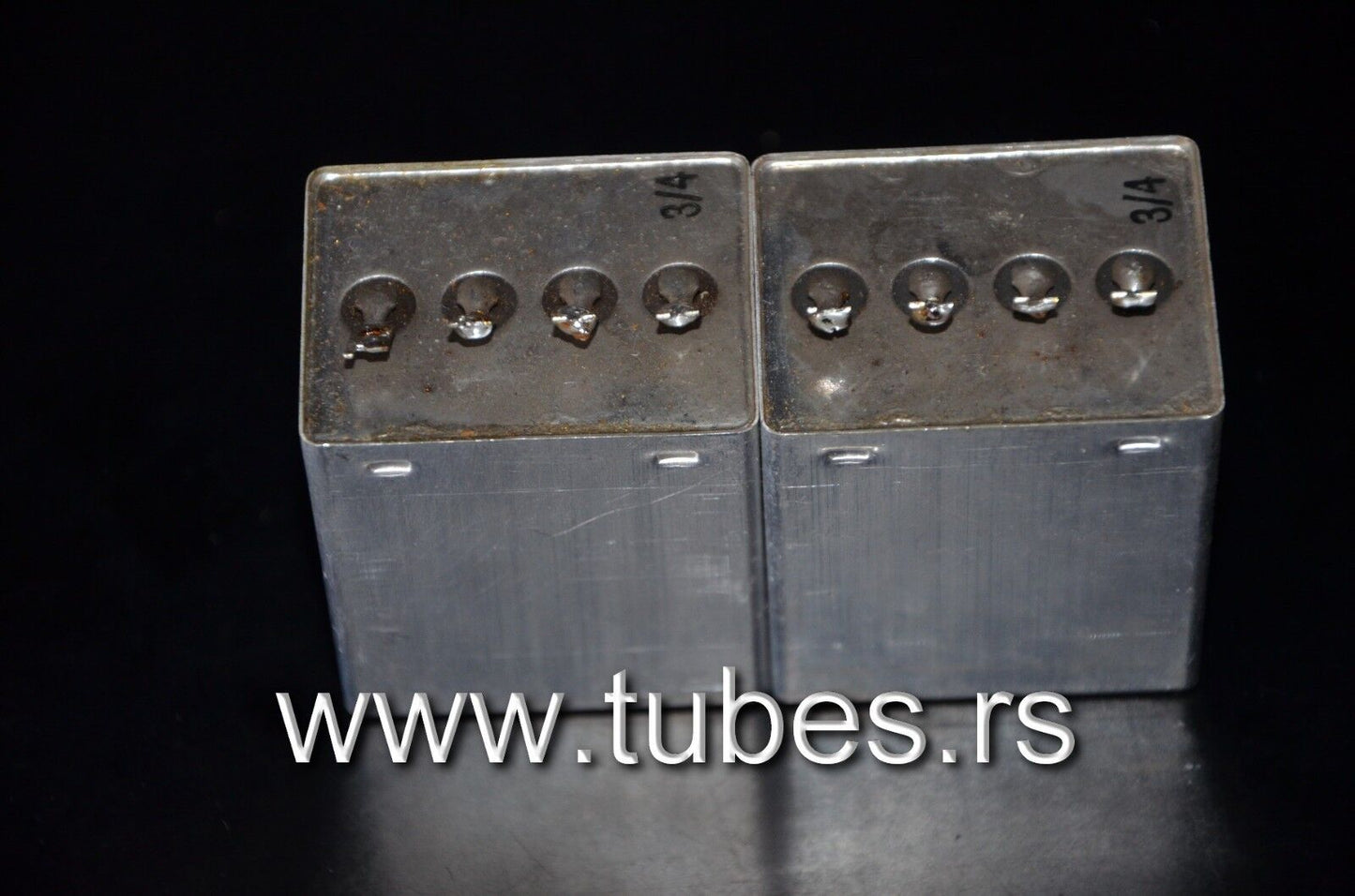 Two vintage Siemens PIO capacitors 2x2 uF 160V Klangfilm Made in West Germany