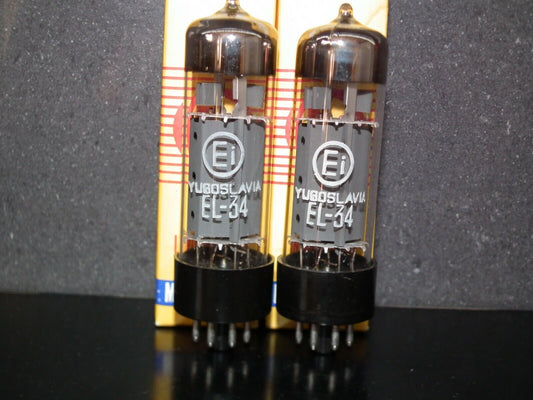 EL34 6CA7 EI Yugoslavia NOS NIB Platinum Matched pair STAPLED PLATES OO getter