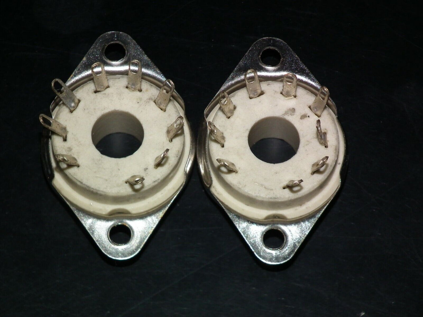 TWO VINTAGE NOS MAGNOVAL Vacuum Tube CERAMIC Sockets Valve Base PL519 EL509