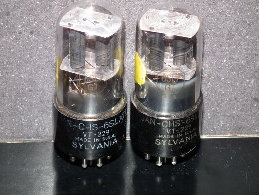 6SL7GT  Sylvania VT-229 JAN Matched Pair Black coated, close dates 40s