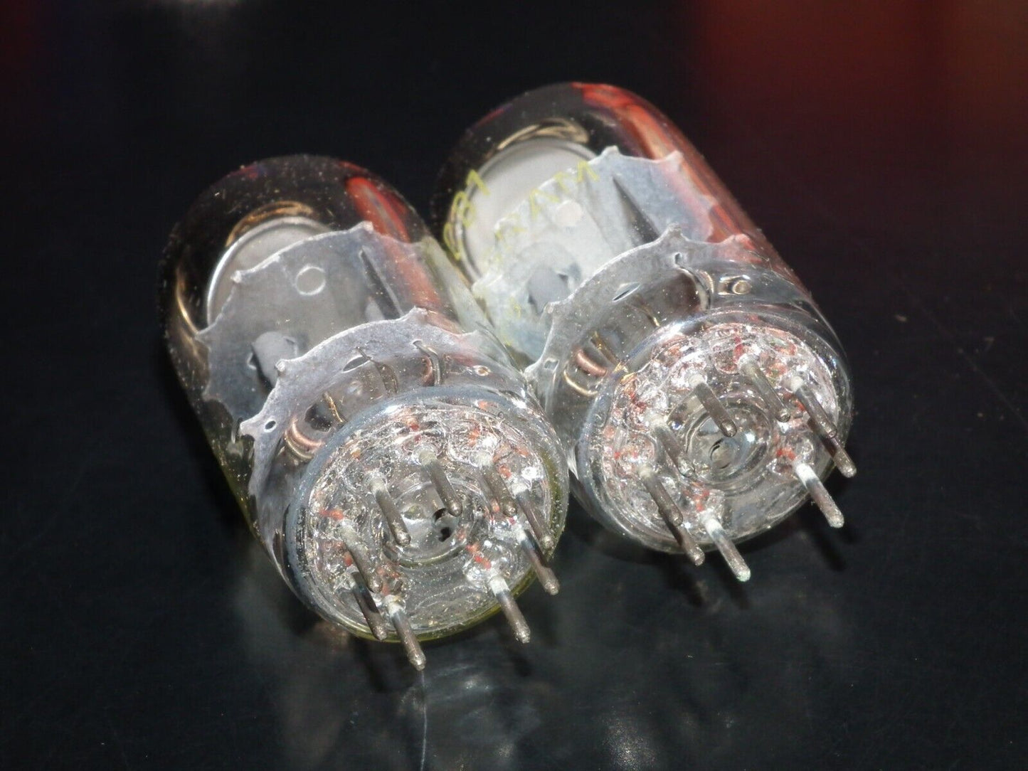 Platinum matched pair ECC81 Tungsram 12AT7 NOS NIB RARE Foil Disc Getter mid 50s
