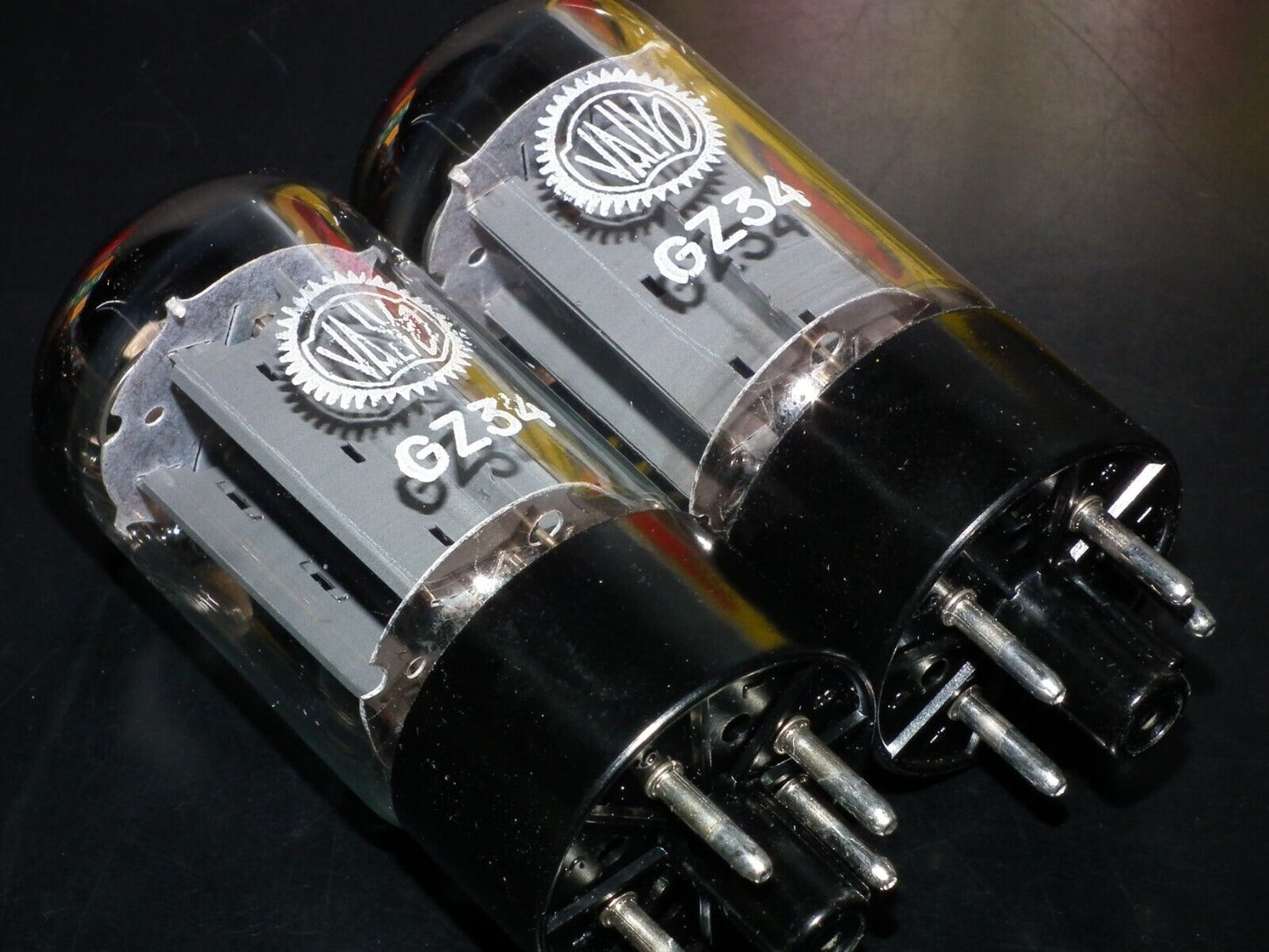 Platinum Matched Pair (2 pcs) GZ34 Mullard 5AR4 rectifier NOS NIB branded Valvo