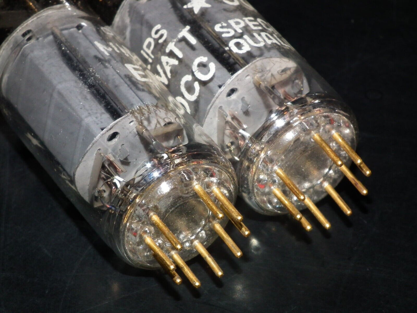 Philips E80CC 6085 Matched pair (Rare FOIL D Getter, PINCHED WAIST!) Tested NOS