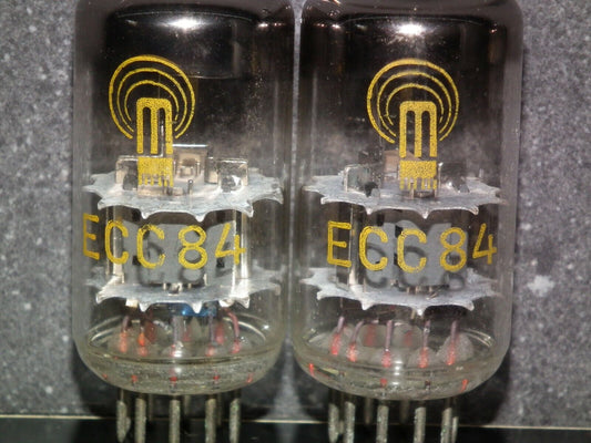 ECC84 RFT NOS Platinum matched pair, old type early 70s East Germany