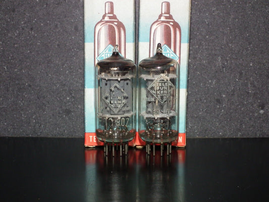 Platinum Matched Pair ECC802S Telefunken E82CC ECC82 12AU7 NOS NIB Faded prints