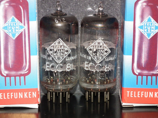 NOS Matched Pair ECC81 Telefunken 12AT7 Diamond Bottom Same Codes West Germany
