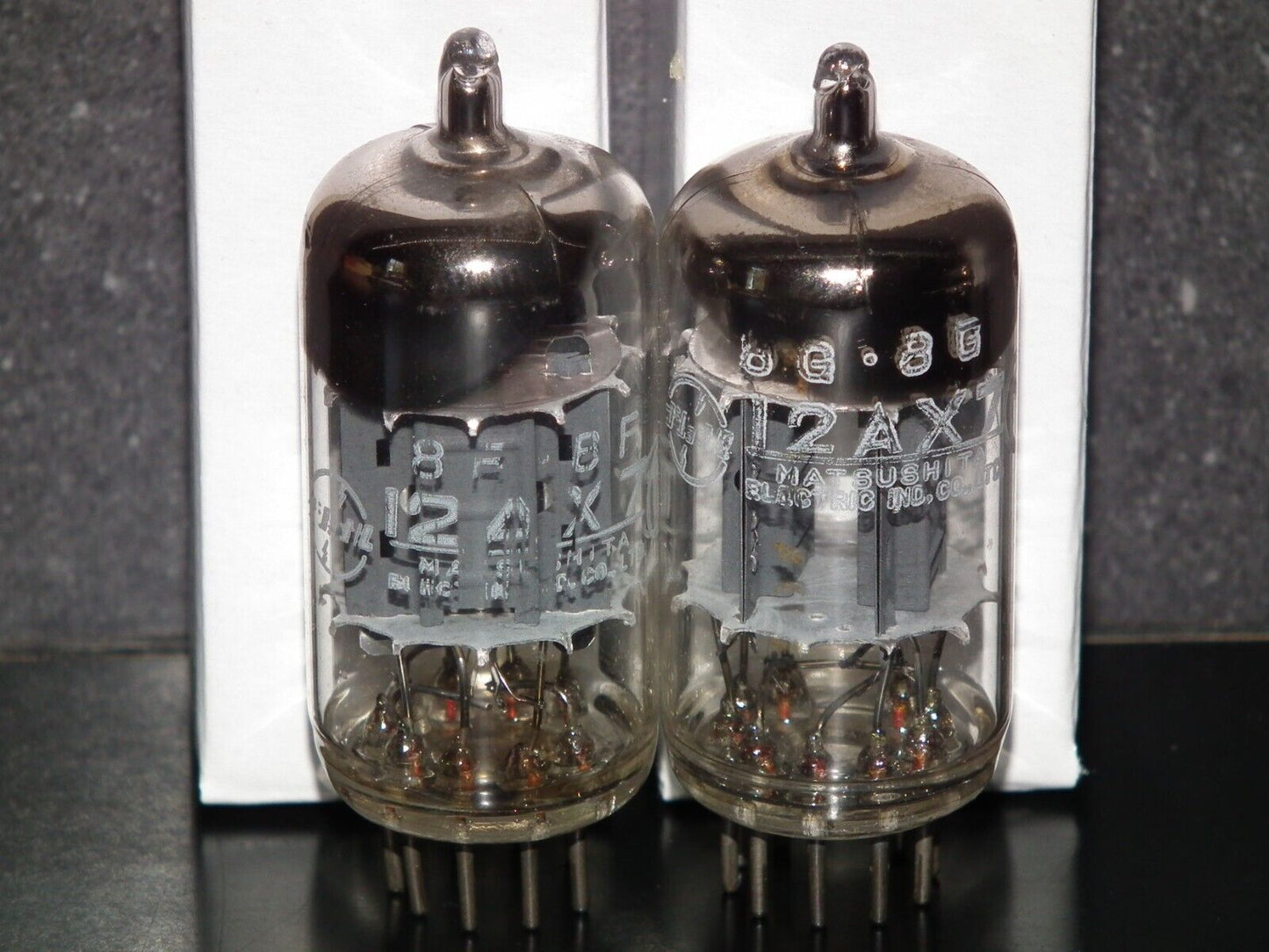 ECC83 12AX7 Matsushita Used tested NOS Matched Pair RARE inclined big O getter