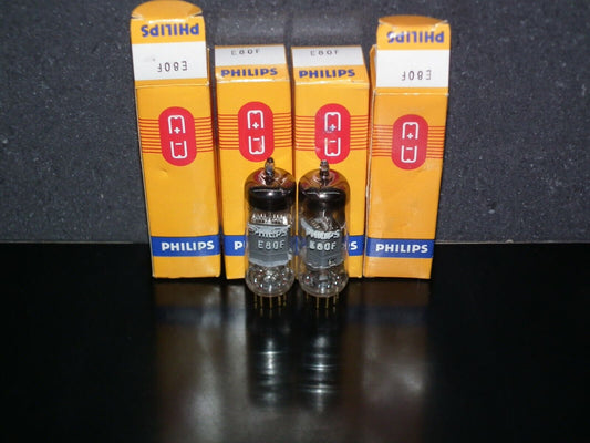 E80F Mullard 6084 Matched Pair NOS NIB EF86 sub Rebranded Philips Mitcham