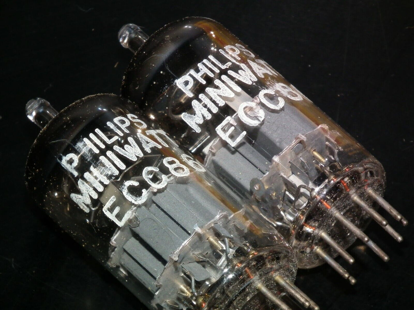 ECC86 Valvo Philips 6GM8 NOS NIB Platinum Matched Pair West Germany Gray Shield