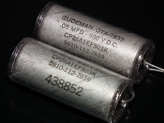 Two Vintage GUDEMAN PIO Capacitors 50nF 600V 0.05uF NOS Paper In Oil