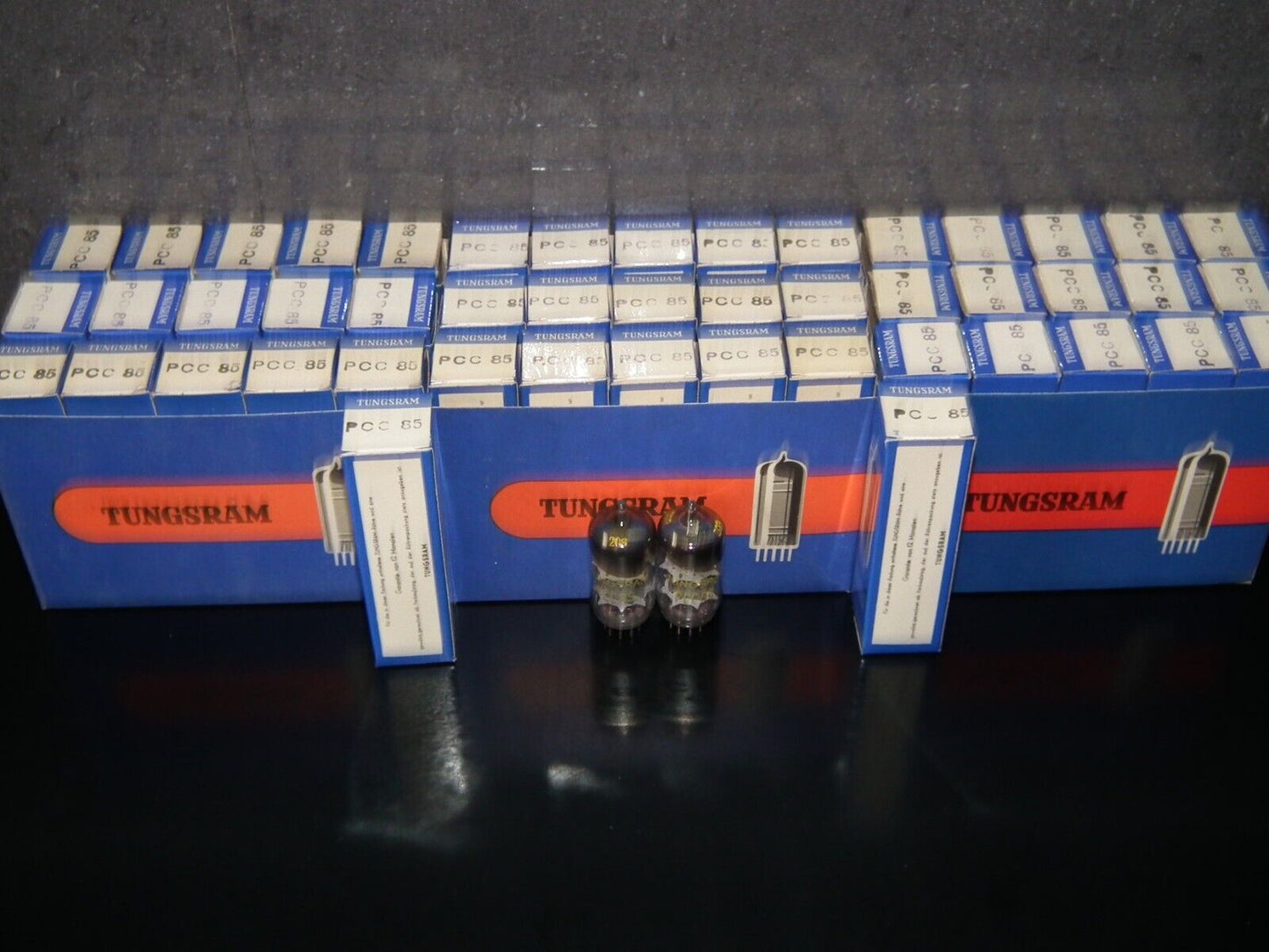 PCC85 Tungsram Platinum Matched Pair NOS NIB Early 60s Big Inclined Getter