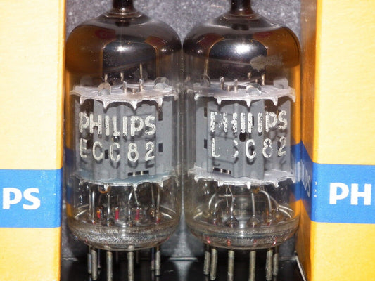 Pair (2pcs) ECC82 12AU7 Philips Heerlen Delta codes Used tested 90% of NOS Value