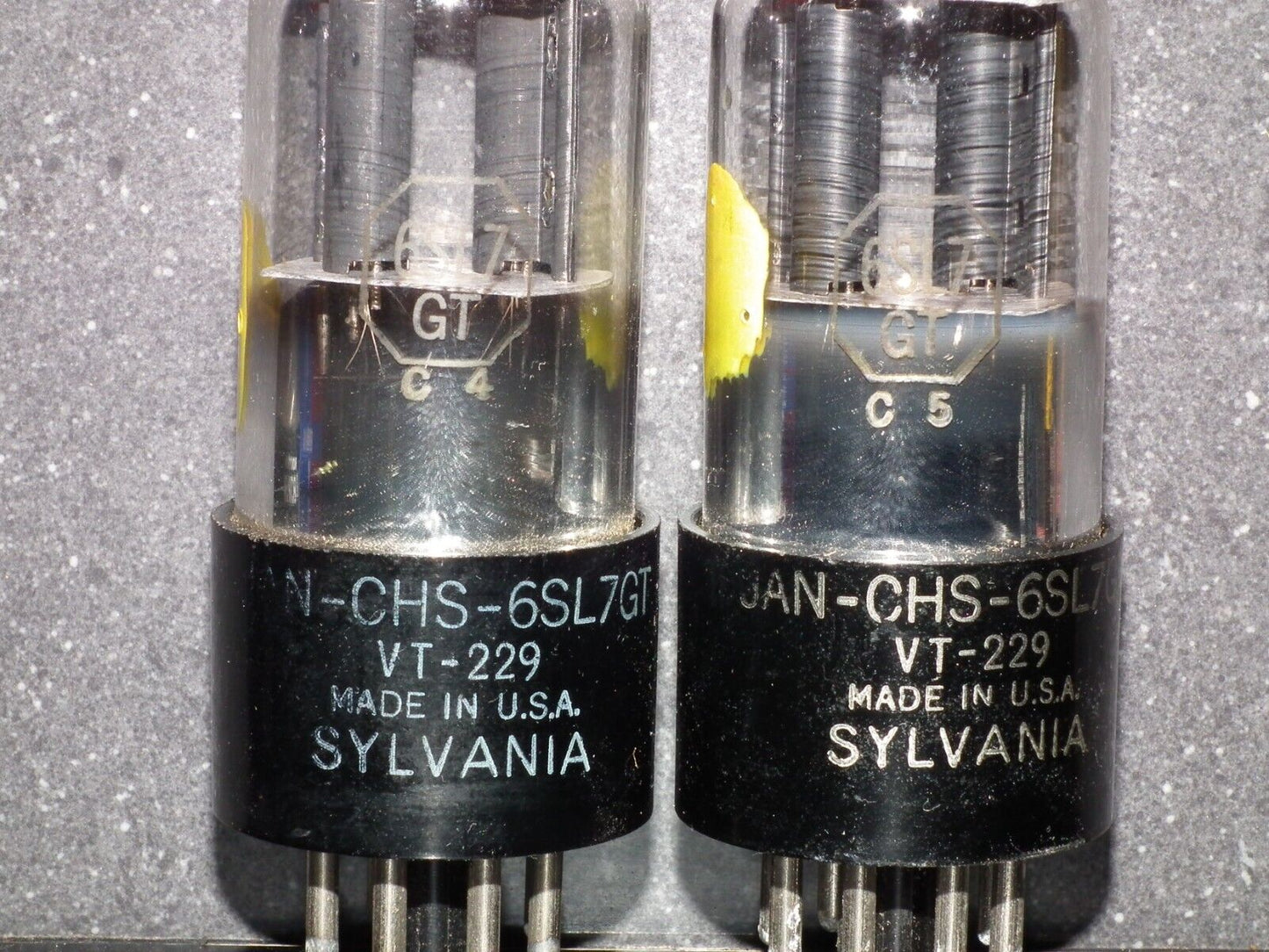 6SL7GT  Sylvania VT-229 JAN Matched Pair Black coated, close dates 40s