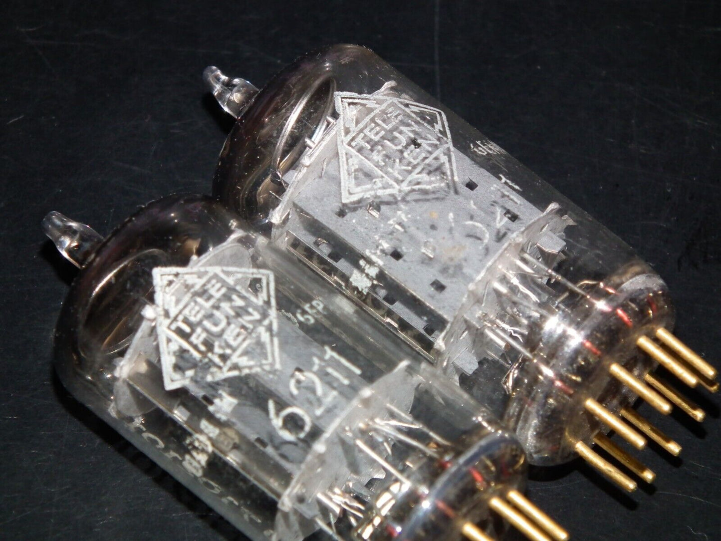 Platinum Matched Pair 6211 Telefunken ~ECC82 Tested 80% DB Gold Pins ULM codes