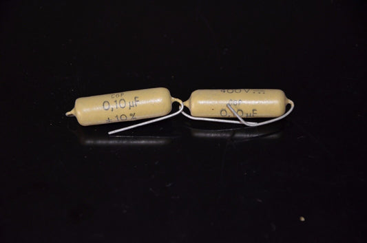 Two vintage Mullard Mustard Capacitors 0.1mfd / 400V (100nF) Marshall,Fender ...
