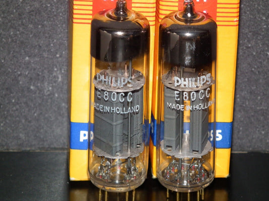 Philips E80CC 6085 Platinum Matched pair NOS NIB Holland Heerlen 1966