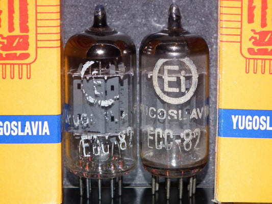 Matched Pair ECC82 12AU7 EI Yugoslavia Telefunken Long Smooth Plates 17mm Used