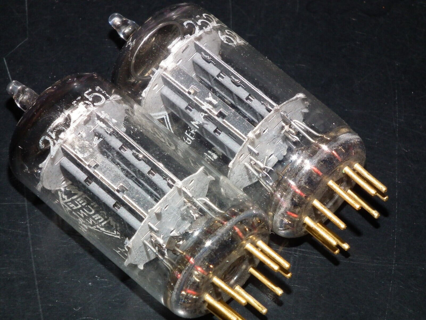 Platinum Matched Pair 6211 Telefunken ~ECC82 Tested 80% DB Gold Pins ULM codes