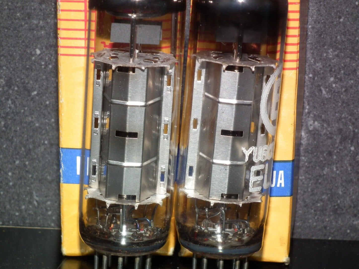 EL84 6BQ5 EI Yugoslavia - NOS platinum matched pair Silver anodes Mullard tools