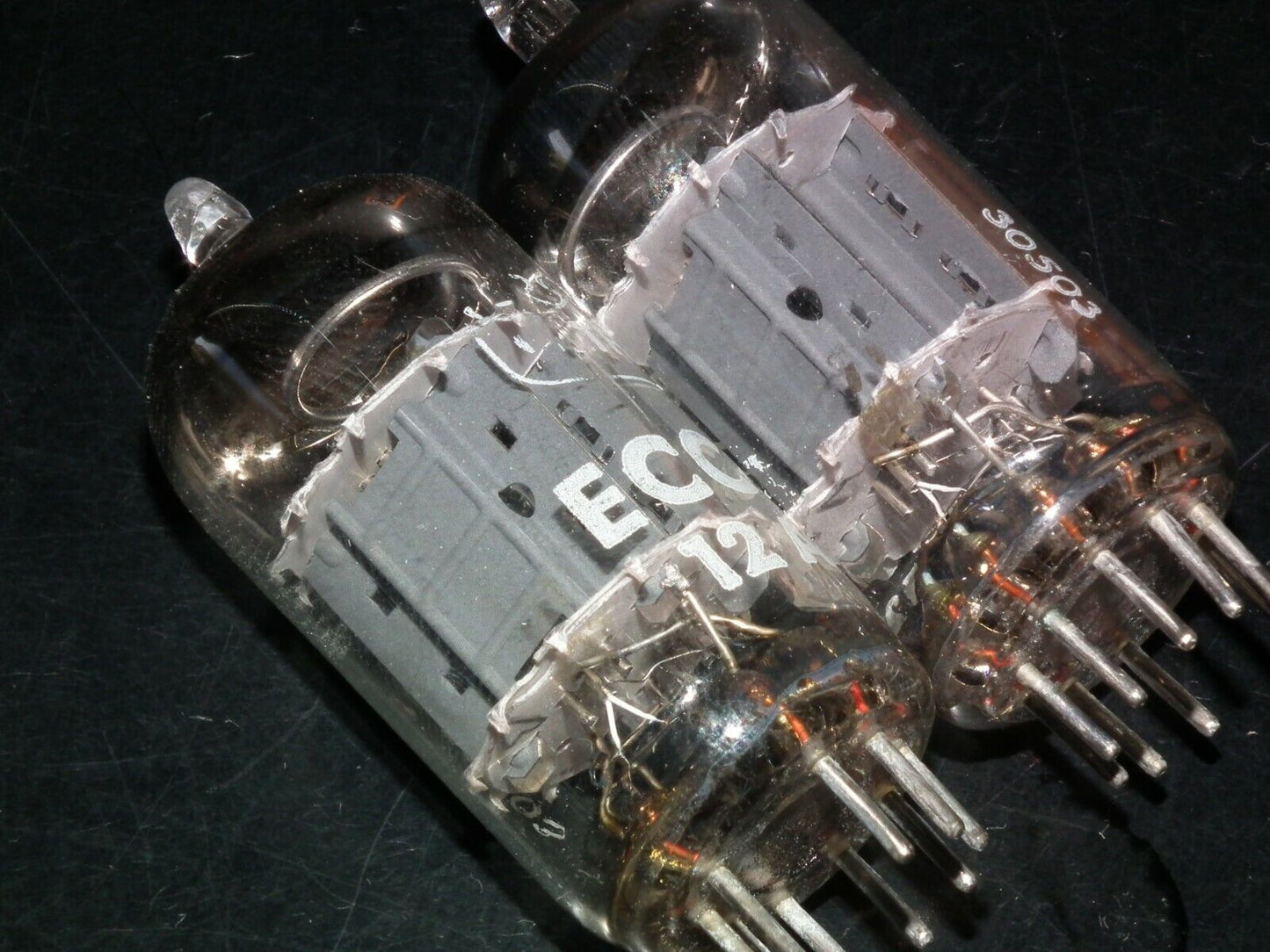 ECC83 Philips France 12AX7 Matched Pair Ribbed plates, Rebranded ULTRON NOS NIB