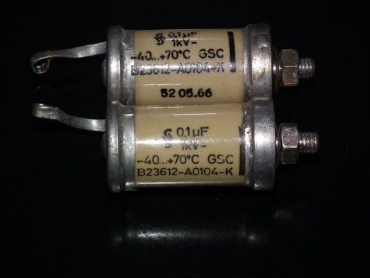 Two vintage Sikatrop Capacitors 0.1mfd 1000V Siemens Klangfilm Hi End 100nF 1000