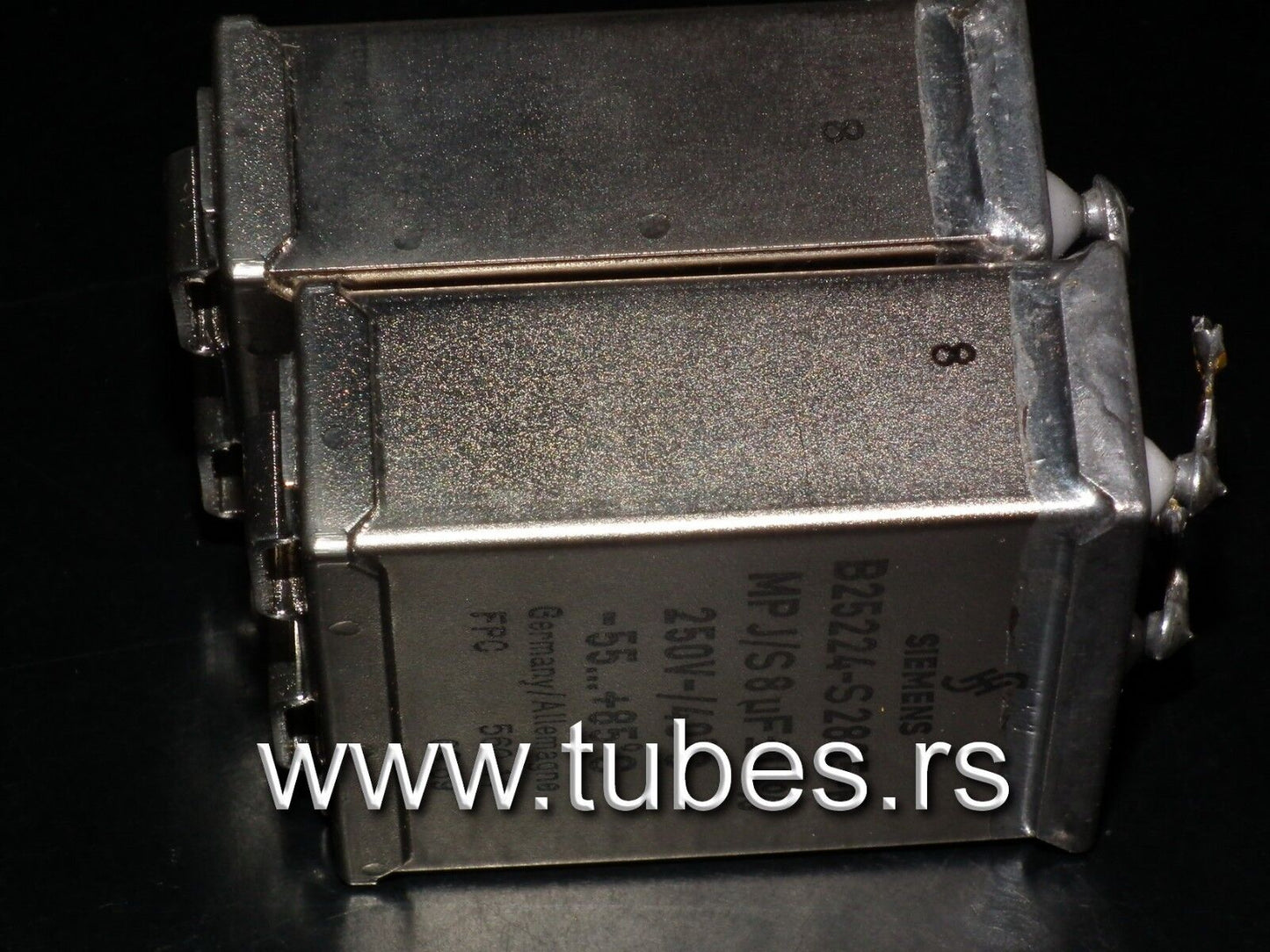 Two vintage Siemens PIO capacitors 8.0 uF / 250V Klangfilm tube audio