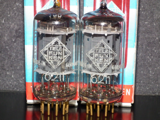 Platinum Matched Pair 6211 Telefunken ~ECC82 Tested NOS DB Gold Pins ULM codes