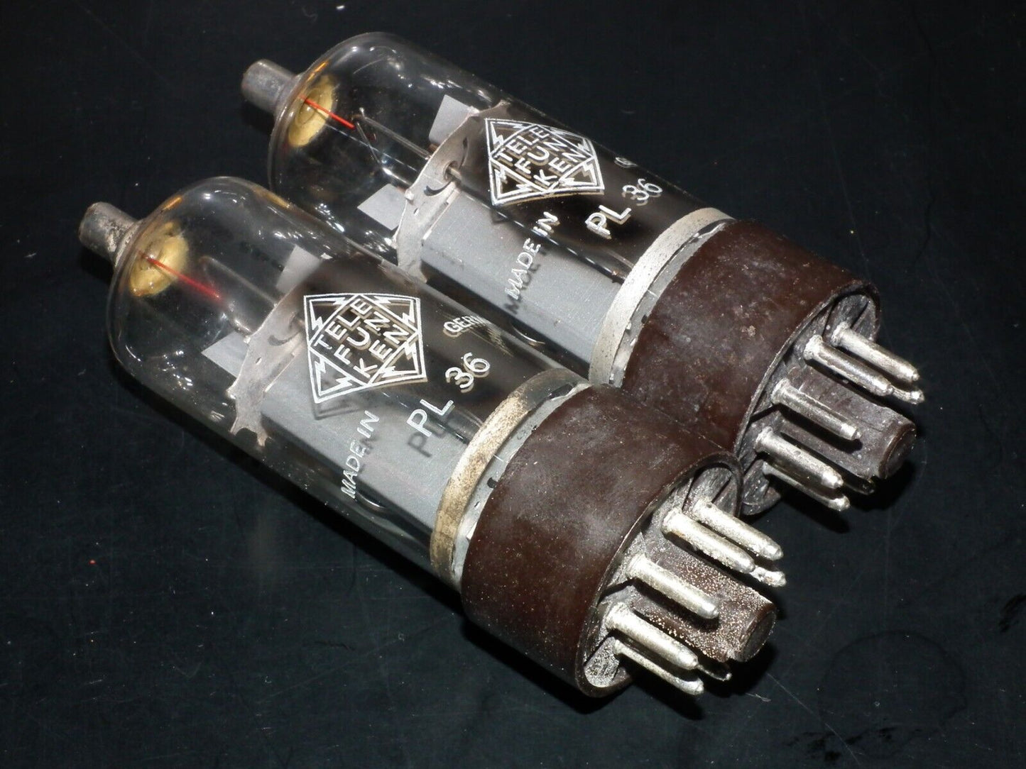 Two (2 pcs) PL36 Telefunken NOS NIB RARE Early Version Brown Base