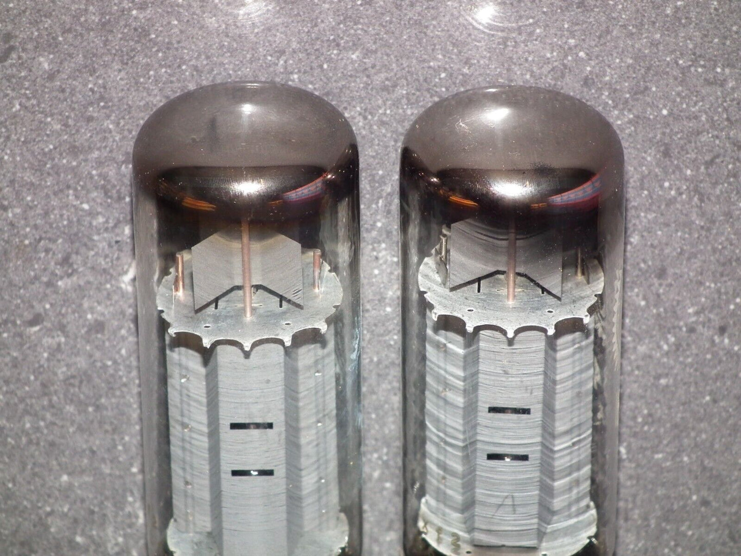 EL34 6CA7 Mullard Xf2 OO  Getter Welded Anodes Platinum Matched Pair Tested NOS