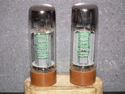EL34 6CA7 Mullard Xf3 Platinum Matched Pair DD Getter Brown Base testded NOS