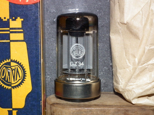 GZ34 Philips 5AR4 rectifier RARE Metal Base DD Getter NOS NIB 1955 branded Valvo