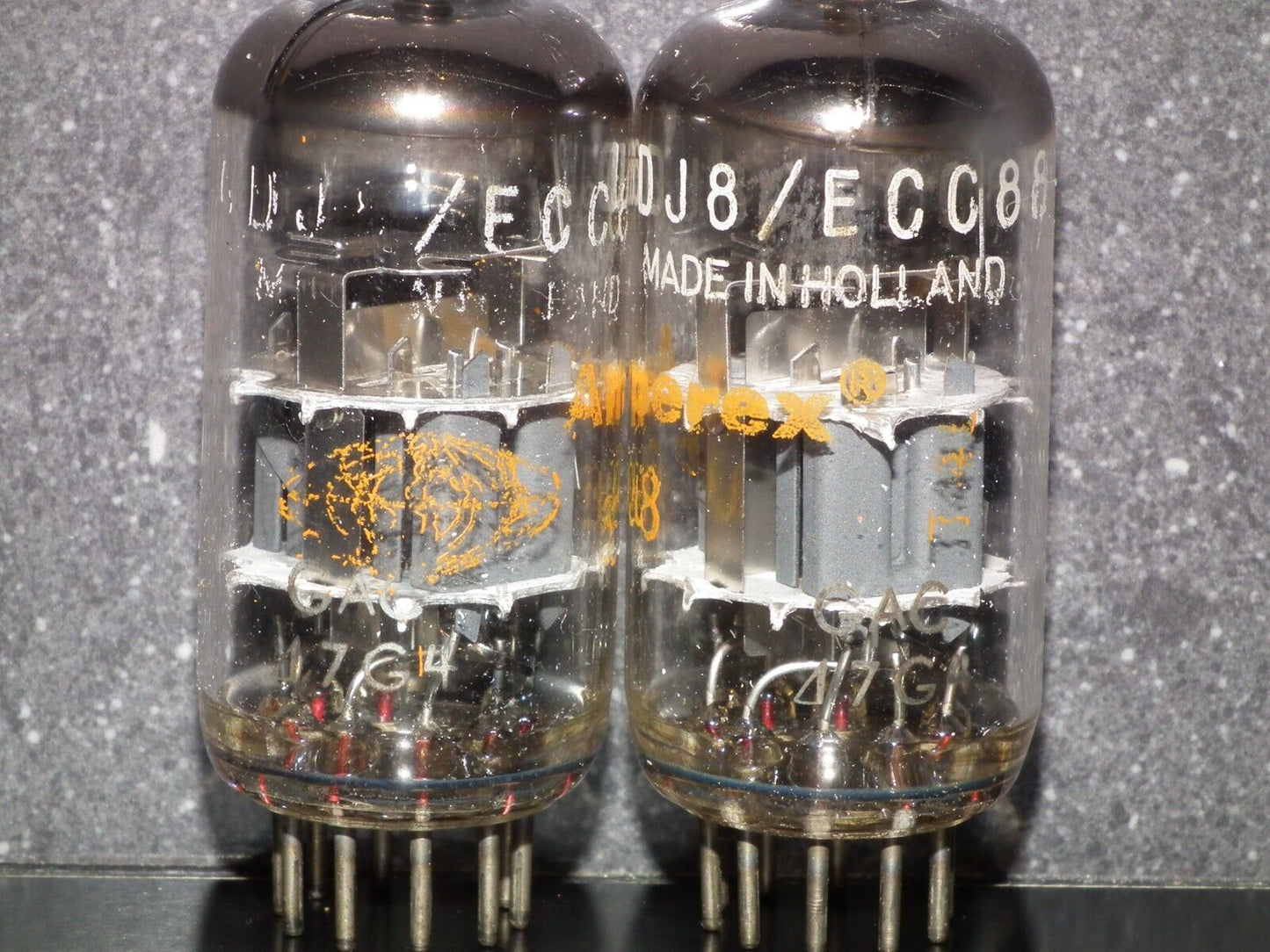 6DJ8 ECC88 Amperex Holland Matched Pair Used Tested 80% 1967 Dual Stage Getter