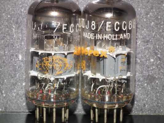 6DJ8 ECC88 Amperex Holland Matched Pair Used Tested 80% 1967 Dual Stage Getter