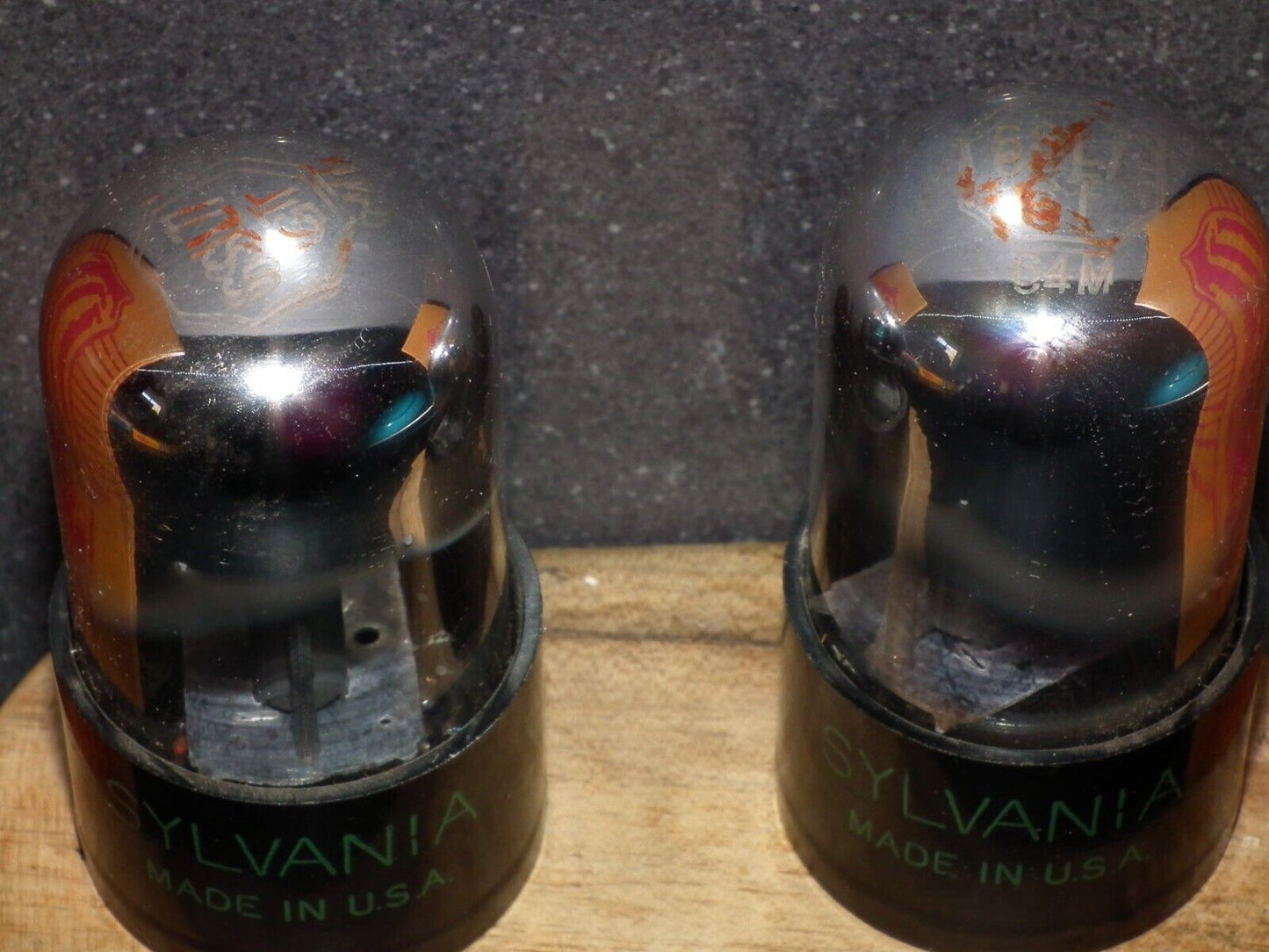 Platinum Matched Pair Sylvania 6SL7GT NOS NIB Chrome Tops Short Bulb Used 135%